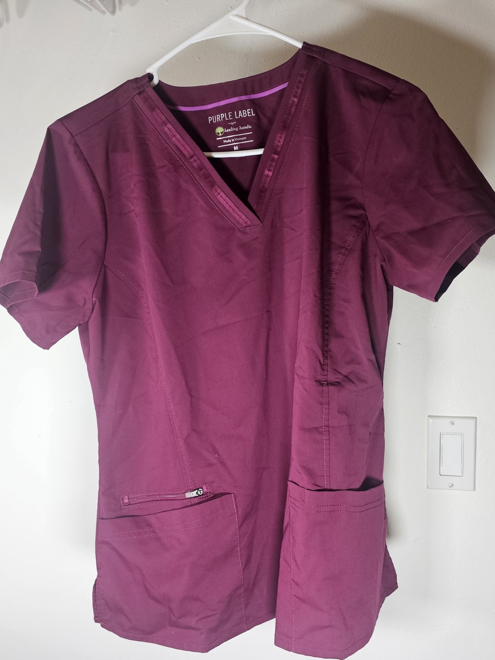 Purple Label by Violet Scrubs V-neck Scrub Top - Berry Plum